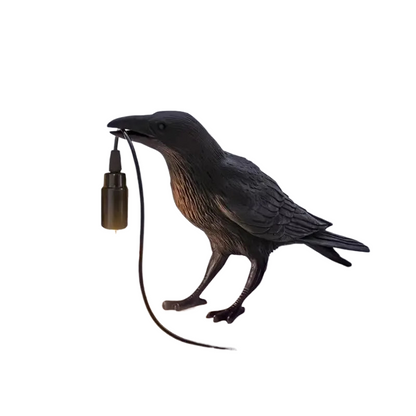 BowLift Gothic Raven Lamp with E14 Bulb & Plug – Vintage Resin Bird Nightstand Light for Bedroom, Office & Living Room in Farmhouse Art Deco Style