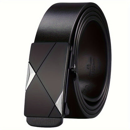 BowLift | Men’s Genuine Leather Belt with Automatic Buckle – Classic Adjustable Cowhide Waist Belt