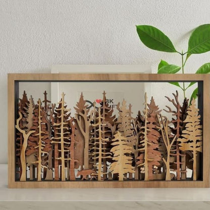 LZINA™ | Wall Decor - WoodForrest 3D - Enchanting Forest Scene - Fox & Tree Shadow
