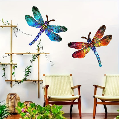 LZINA™ | 1/2 piece vibrant dragonfly wall art made of metal – artistic outdoor decoration for gardens, homes, and events – durable, versatile, and eye-catching – a perfect gift idea for any occasion