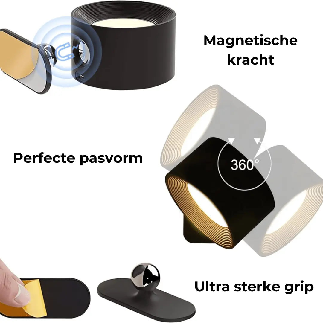 BowLift Wall Lamp - Rechargeable Wireless, 360° Rotating Light