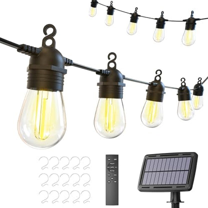 LZINA™ | 52FT Solar String Lights for Outdoor with Remote Control, Warm White