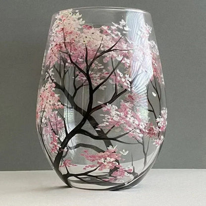 BowLift | Hand Painted Four Seasons Tree Wine Glasses | Unique Art