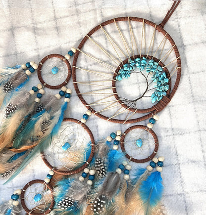 LZINA™ | Turquoise Tree of Life Feather Dreamcatcher