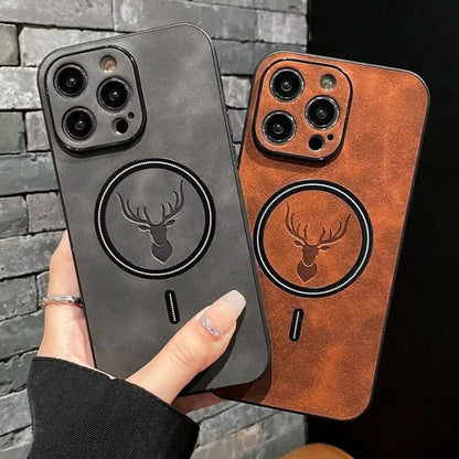 LZINA™ | Deer Leather iPhone Case MagSafe Wireless Charging