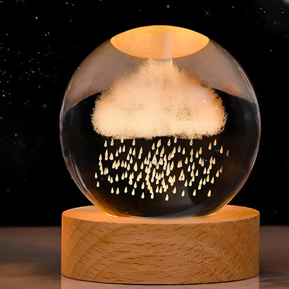 LZINA™ | Night Light Wooden Base Crystal Ball Lamp