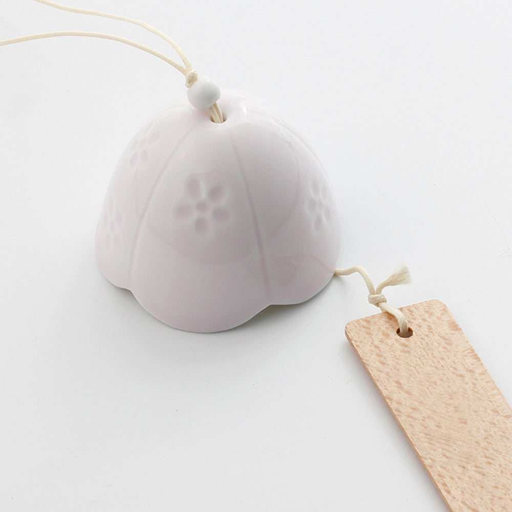 LZINA™ | Japanese Ceramic Bells, Sakura Bell Rings, Hanging Garden Bells, Living Space Garden Decoration, White