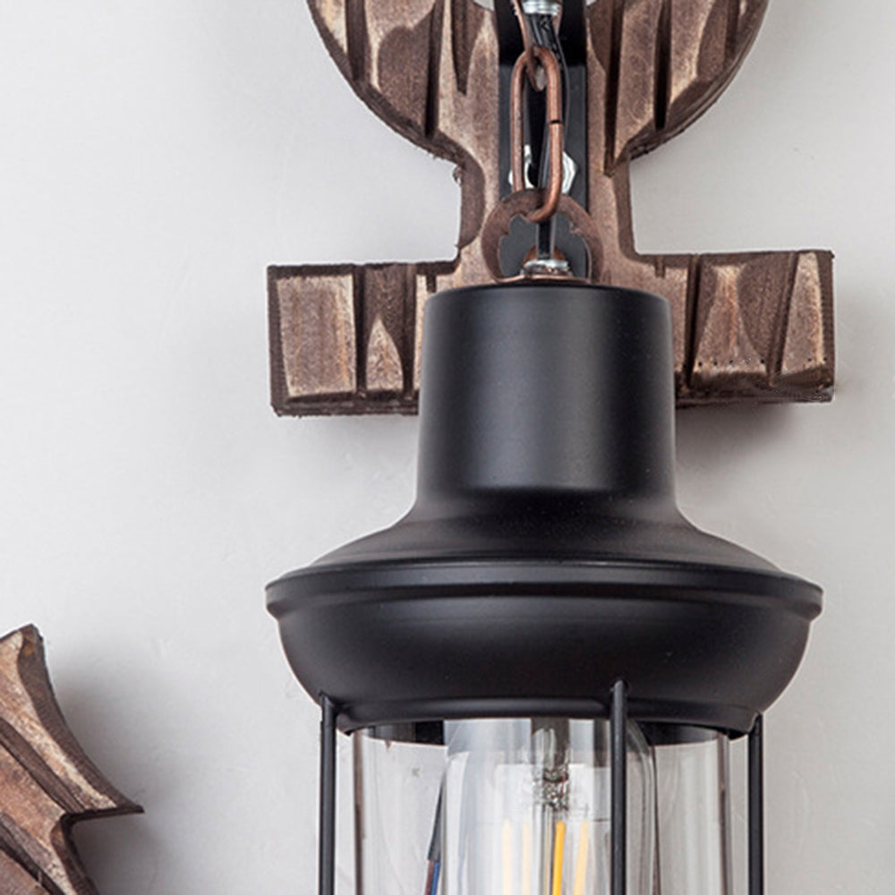 BowLift Vintage Anchor LED Wall Light | Industrial Metal & Wood Fixture for Dining & Living Rooms