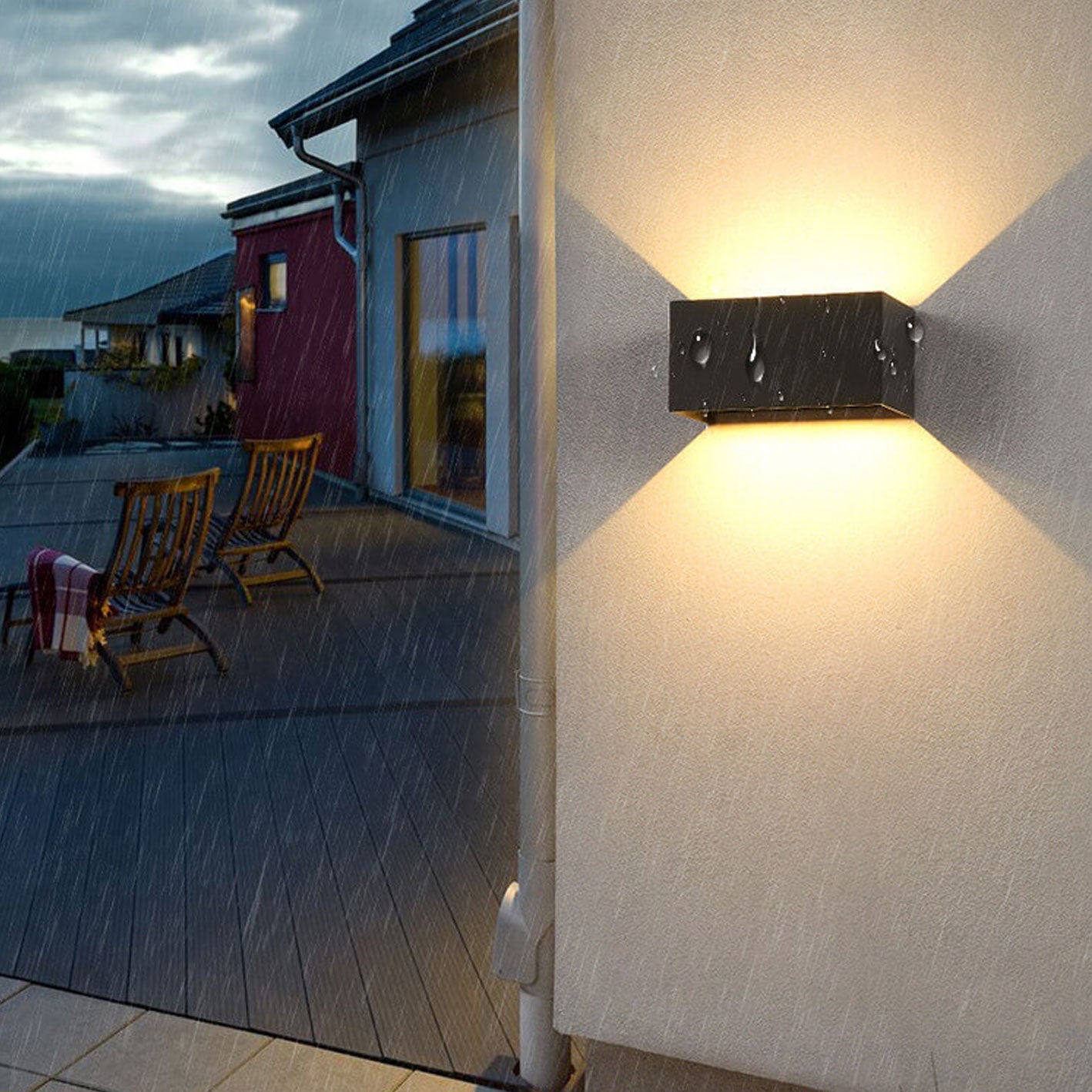 LZINA™ | Modern waterproof rectangular LED wall light for outdoor use with up and down lighting
