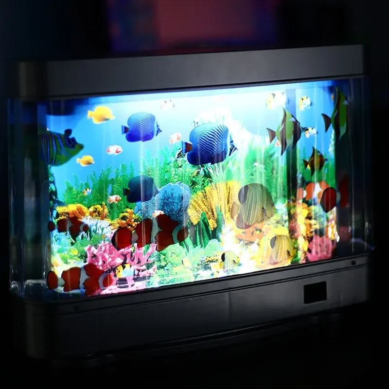 LZINA™ | Virtual Ocean Desk Fish Tank with LED Night Light
