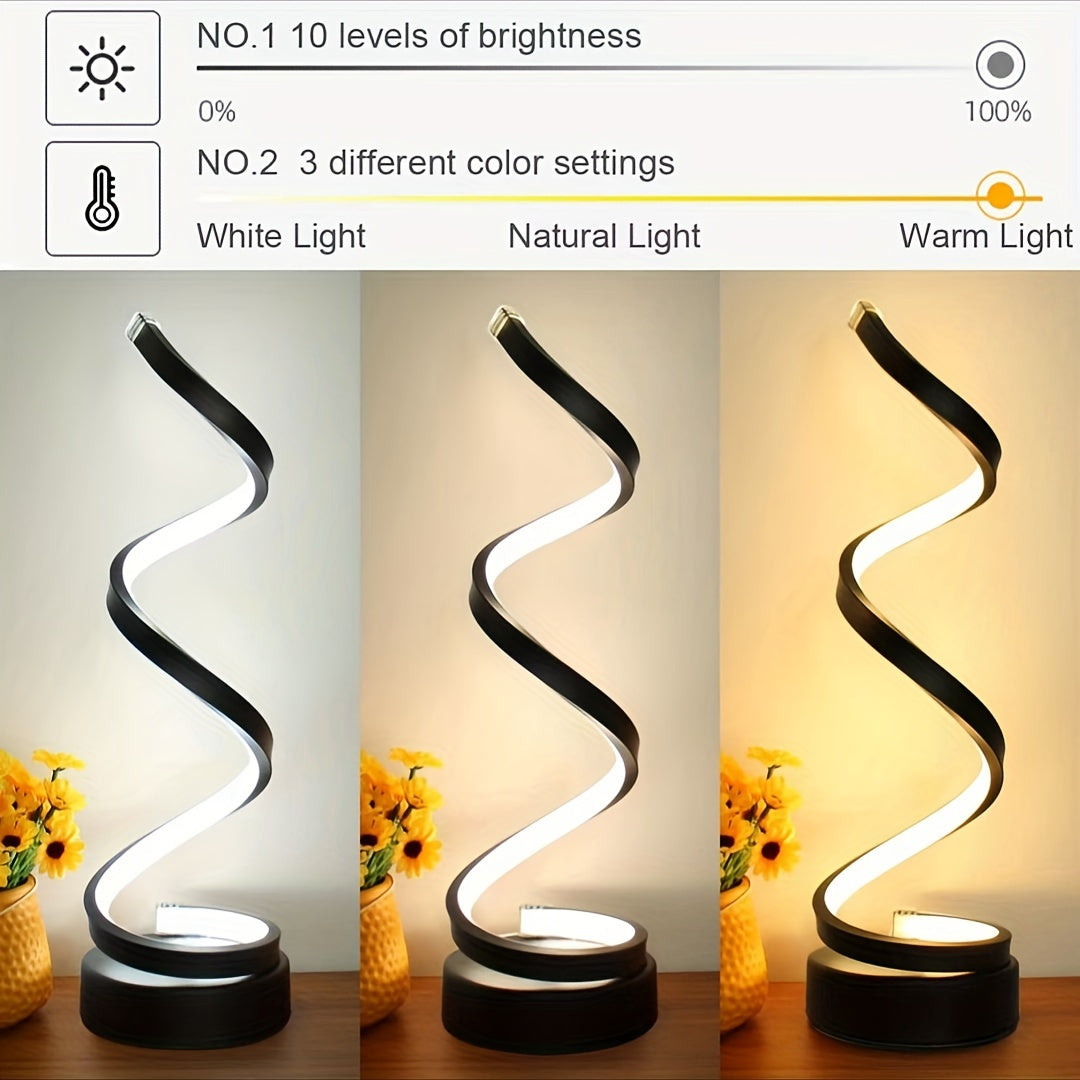 BowLift Modern Spiral Table Lamp – Creative LED Desk Light with Cozy Warm Glow, Perfect for Bedroom, Living Room, and Study Decor