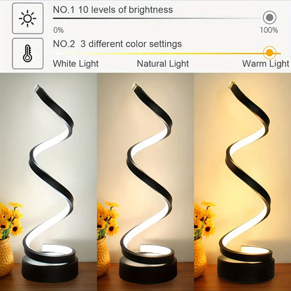 BowLift Modern Spiral Table Lamp – Creative LED Desk Light with Cozy Warm Glow, Perfect for Bedroom, Living Room, and Study Decor