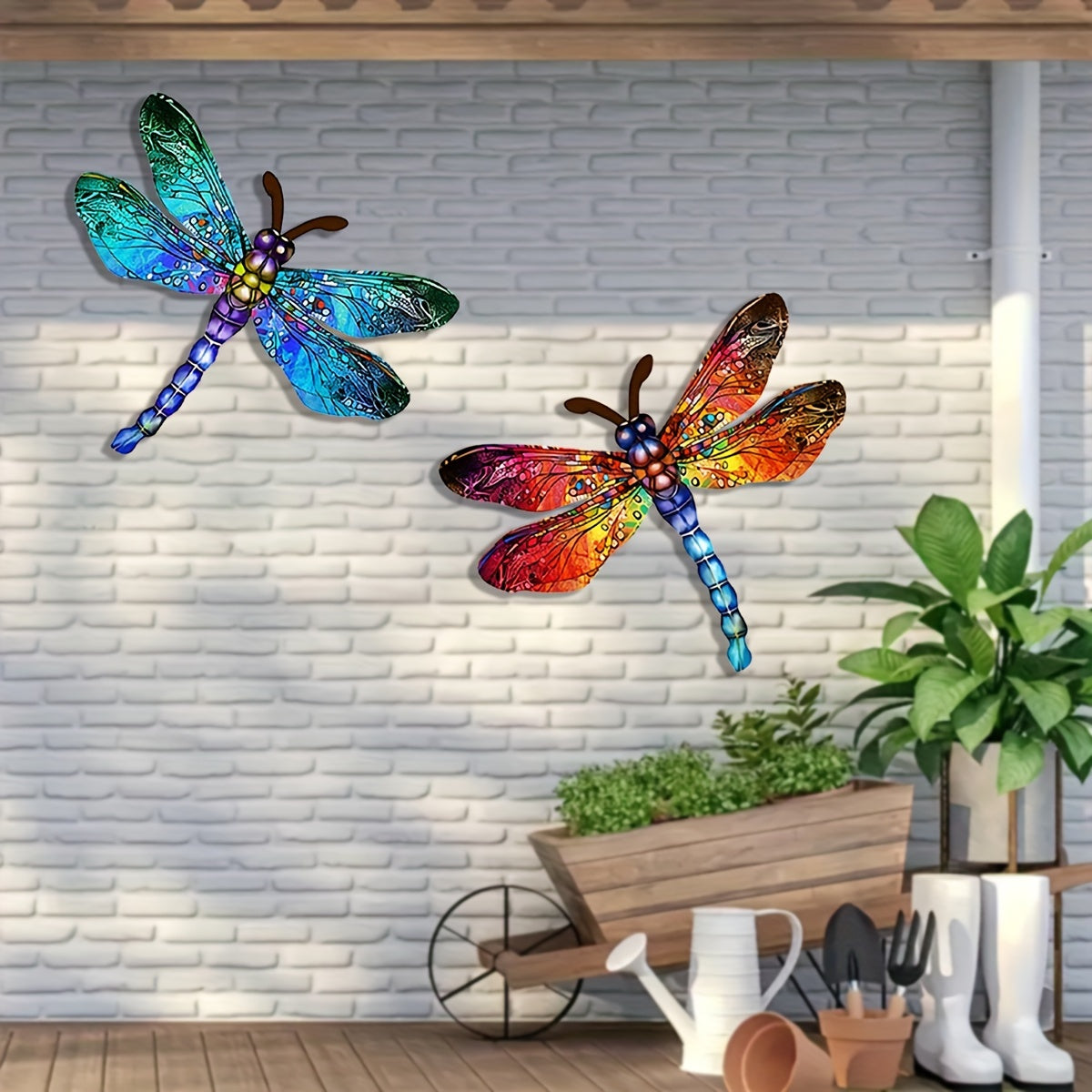 LZINA™ | 1/2 piece vibrant dragonfly wall art made of metal – artistic outdoor decoration for gardens, homes, and events – durable, versatile, and eye-catching – a perfect gift idea for any occasion