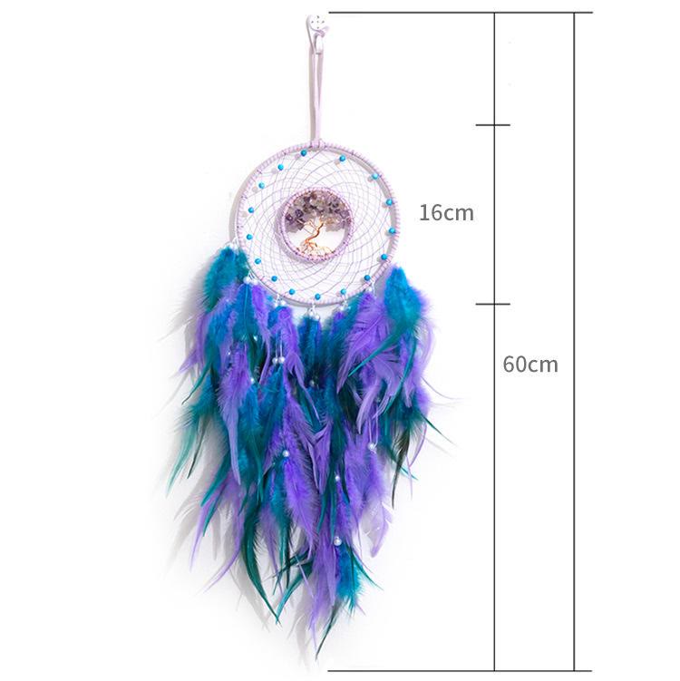 LZINA™ | Crystal Tree of Life Feather Glow Dreamcatcher