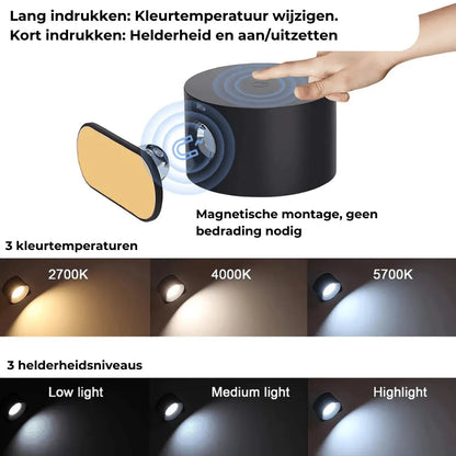 BowLift Wall Lamp - Rechargeable Wireless, 360° Rotating Light