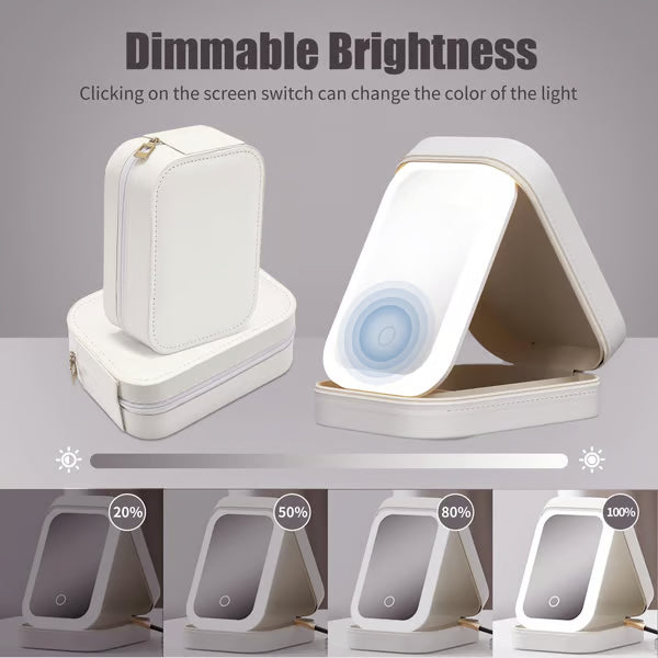 BowLift | Portable Makeup Organizer — Compact LED Mirror with Adjustable Lighting