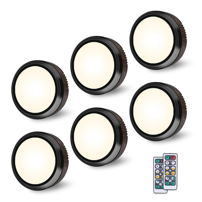 BowLift Leastyle Remote-Control LED Puck Lights – Dimmable, Battery-Powered Under-Cabinet Lighting, 6-Pack Natural White