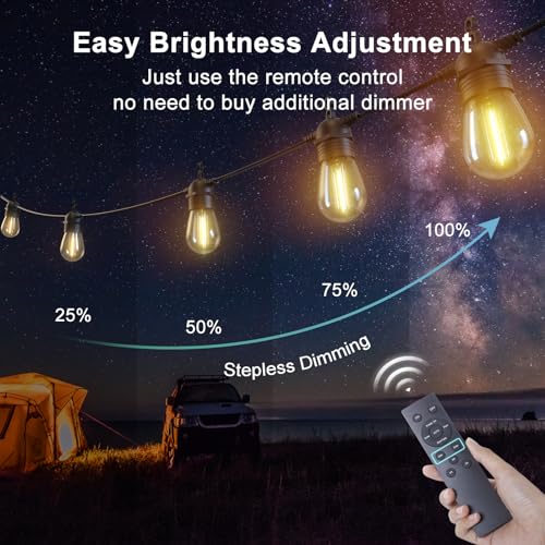 LZINA™ | 52FT Solar String Lights for Outdoor with Remote Control, Warm White