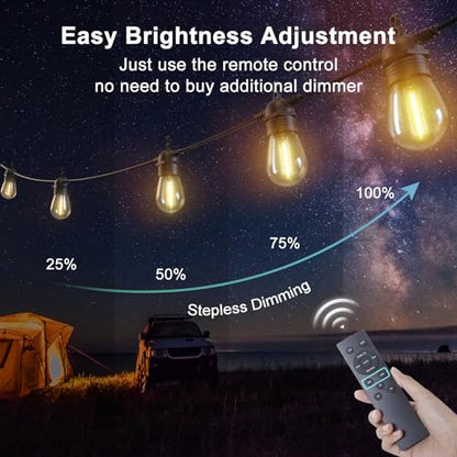 LZINA™ | 52FT Solar String Lights for Outdoor with Remote Control, Warm White