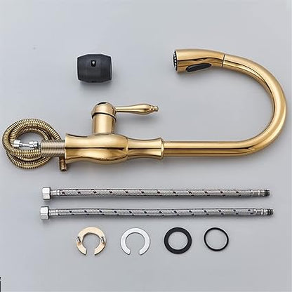 BowLift | Brass Kitchen Faucet Pull Out Mixer Sink Water Tap 360 Rotation Single Handle