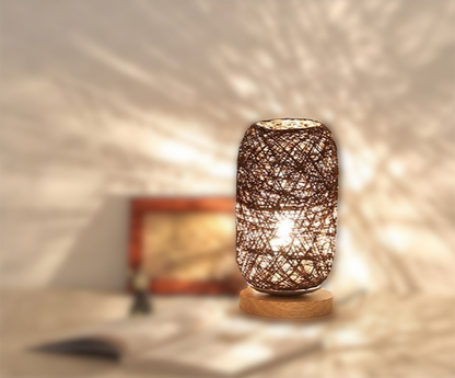 BowLift Rattan Wood Table Lamp - Natural, Sculptural Lighting for Any Space