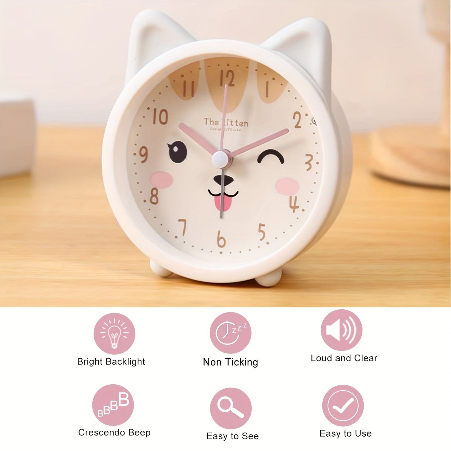 LZINA™ | Children's Alarm Clock with Night Light – Quiet, Rabbit Pattern & Compact Design