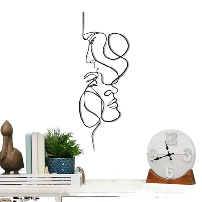 LZINA™ | Black Metal Wall Art Wall Decoration Abstract Iron Wall Sculpture Minimalist Face Line Home Decor Craftsmanship