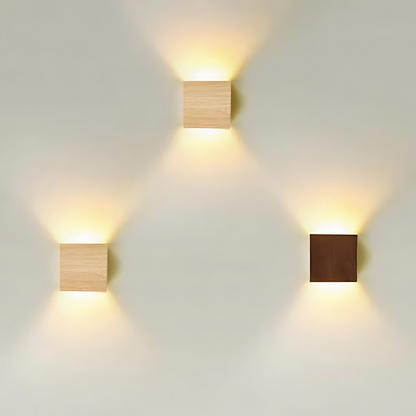BowLift NordiLume – Sleek Scandinavian Square Wooden Wall Lamp for Modern Homes
