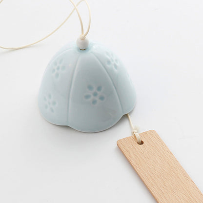 LZINA™ | Japanese Ceramic Bells, Sakura Bell Rings, Hanging Garden Bells, Living Space Garden Decoration, White