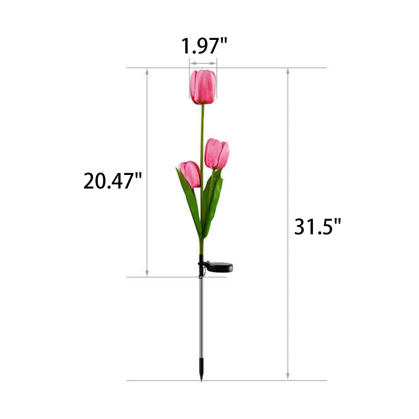 LZINA™ | Solar Tulip Lawn Light Outdoor Garden LED Tulip Flower Light Ground Stake Landscape Light
