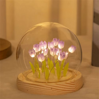 LZINA™ | Handmade Artificial Tulip LED Night Light Bedside Table Lamp for Bedroom and Gift Decor