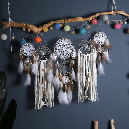 LZINA™ | Dream catcher moon and stars hang over the bed (5 pieces)