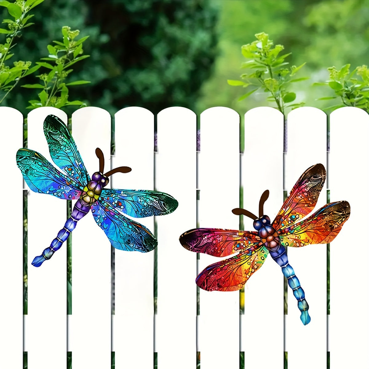 LZINA™ | 1/2 piece vibrant dragonfly wall art made of metal – artistic outdoor decoration for gardens, homes, and events – durable, versatile, and eye-catching – a perfect gift idea for any occasion