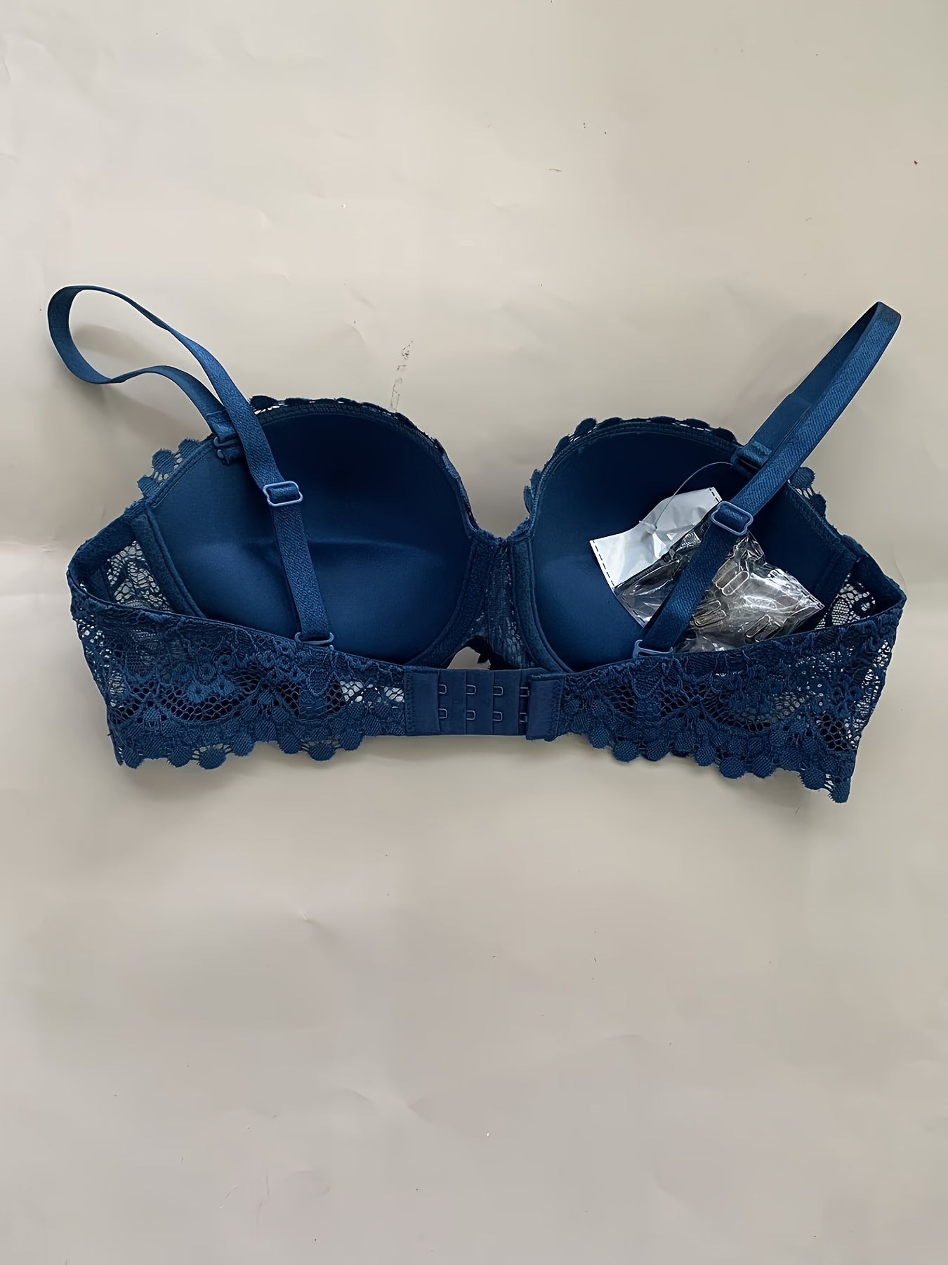 Lace Bra, Underwire Bra & Lace Lingerie – Padded 3/4-Cup Bra with Scalloped Floral Lace, Shoulder Straps, Polyamide Knit, White or Beige