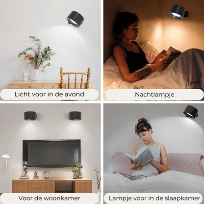 BowLift Wall Lamp - Rechargeable Wireless, 360° Rotating Light