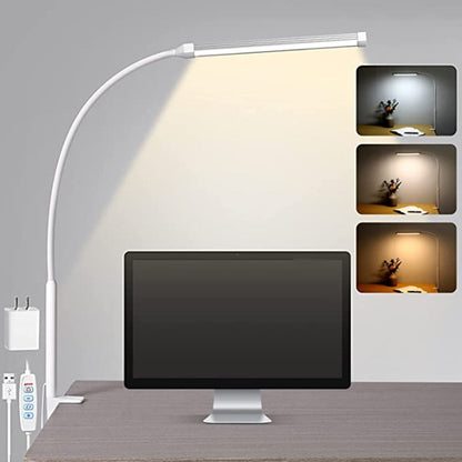 BowLift LED Desk Lamp with Clamp — Eye-Friendly Lighting, Flexible Swing Arm, 3 Modes, 10 Brightness Levels, USB-Powered