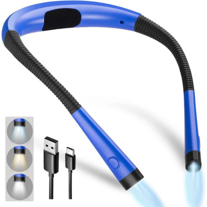 BowLift LED Neck Reading Lamp — Hands-Free Bedtime Book Light, 3 Color Modes, 6 Brightness Levels, Flexible Arm, Rechargeable & Durable, Ideal for Reading, Knitting, Camping, and Repairs