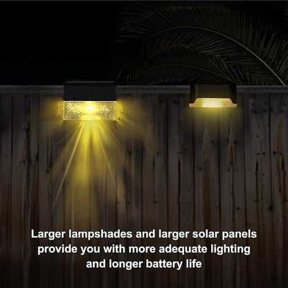 LZINA™ | Solar Deck Lights 4 Piece Set, Solar Step Lights Outdoor, Warm White/Color Changing Solar Fence Light for Terrace Garden Yard