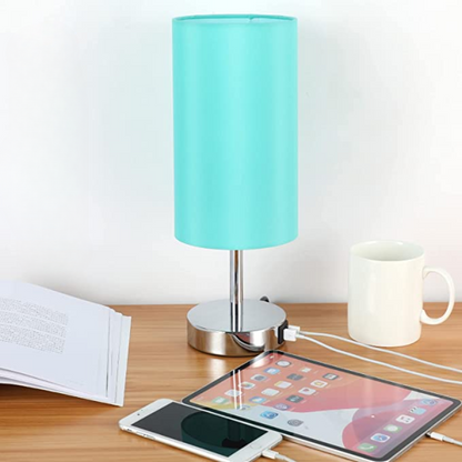 BowLift USB Touch Table Lamp – 3-Stage Dimmable Wood Bedside Lamp with Round Linen Shade, USB Port, Ideal for Bedroom, Living Room, Dorm & Home Office