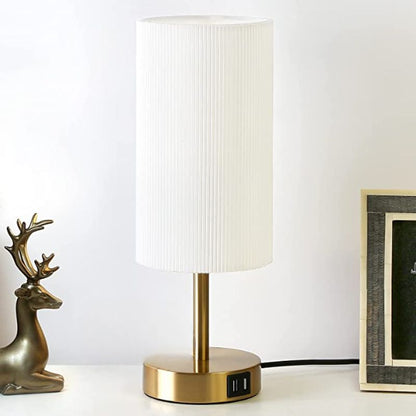 BowLift USB Touch Table Lamp – 3-Stage Dimmable Wood Bedside Lamp with Round Linen Shade, USB Port, Ideal for Bedroom, Living Room, Dorm & Home Office