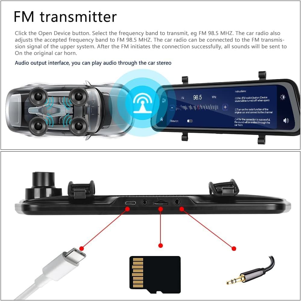 BowLift | VisionMirror Pro – Ultra HD Mirror Dash Cam with Wireless CarPlay & Android Auto