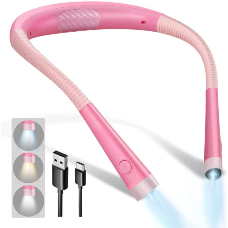 BowLift LED Neck Reading Lamp — Hands-Free Bedtime Book Light, 3 Color Modes, 6 Brightness Levels, Flexible Arm, Rechargeable & Durable, Ideal for Reading, Knitting, Camping, and Repairs