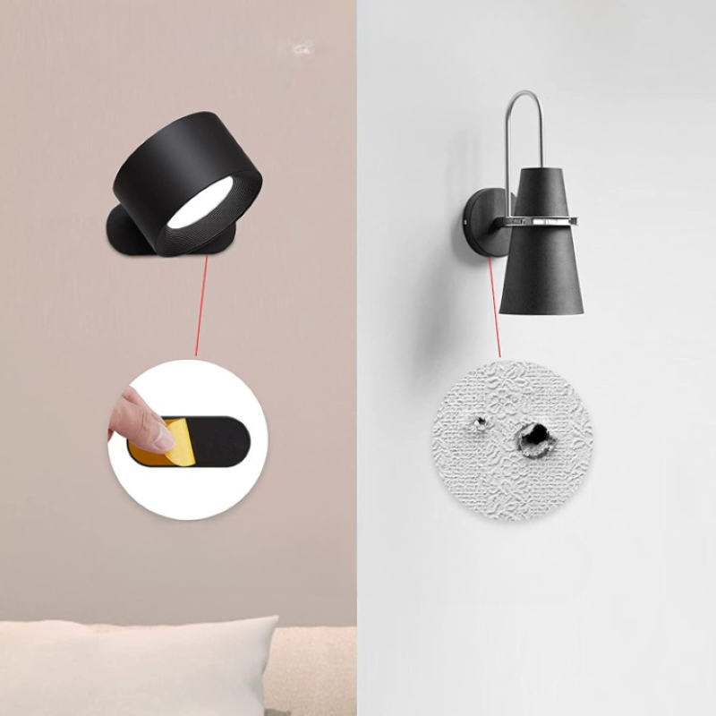 BowLift Wireless LED Wall Lights – Rechargeable Battery, Wall-Mounted with 360° Rotatable Magnetic Ball, 3 Color Temperatures & 3 Brightness Levels, Ideal for Study, Reading, and Nightstands