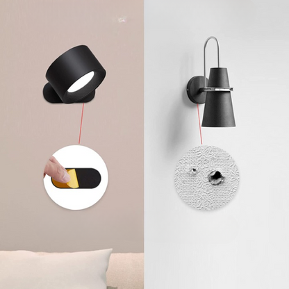BowLift Wireless LED Wall Lights – Rechargeable Battery, Wall-Mounted with 360° Rotatable Magnetic Ball, 3 Color Temperatures & 3 Brightness Levels, Ideal for Study, Reading, and Nightstands