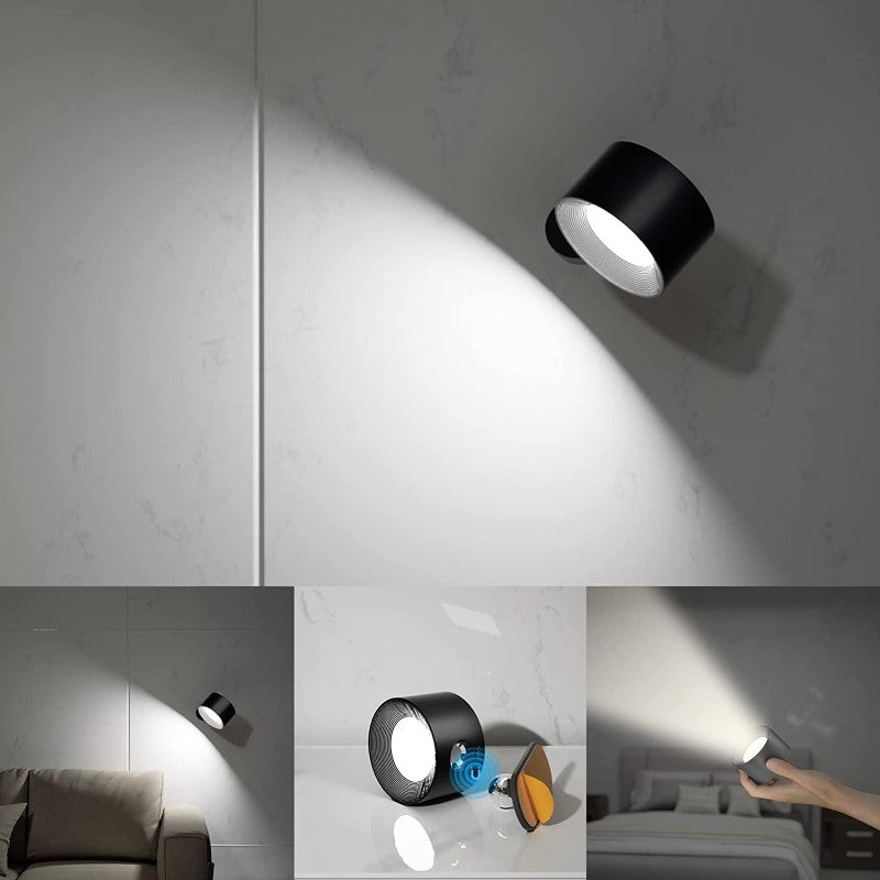 BowLift Wireless LED Wall Lights – Rechargeable Battery, Wall-Mounted with 360° Rotatable Magnetic Ball, 3 Color Temperatures & 3 Brightness Levels, Ideal for Study, Reading, and Nightstands
