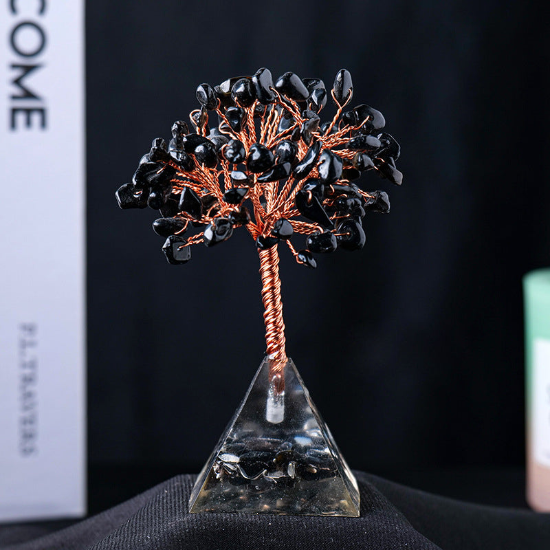 LZINA™ | Natural Stone Gravel Pyramid Base Feng Shui Tree