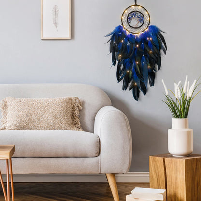 LZINA™ | Crystal Tree of Life Feather Glow Dreamcatcher