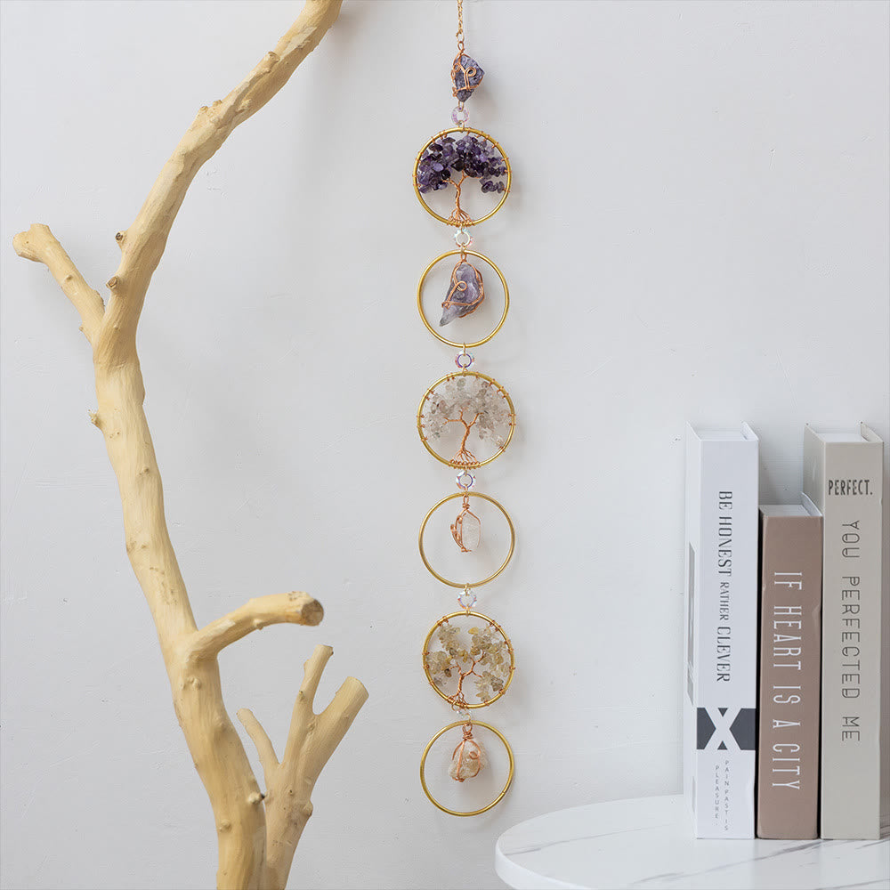 LZINA™ | Crystal Tree of Life 6 Rings Wall Decor Ornament