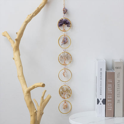 LZINA™ | Crystal Tree of Life 6 Rings Wall Decor Ornament