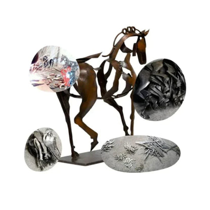 LZINA™ | Horse Sculpture - AdonisMetal - Rustic Elegance - Timeless Decorative Piece